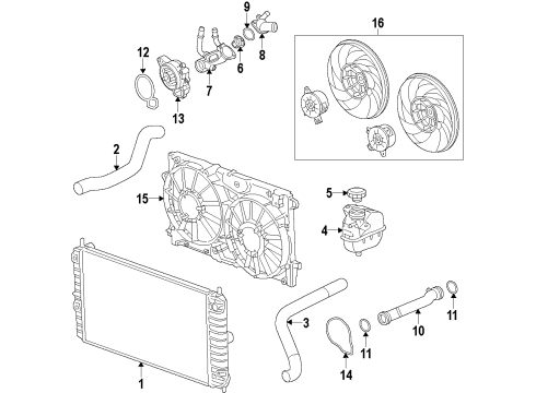 2015 Buick Regal Fan Blade, Driver Side Diagram for 20970656