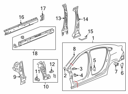 2017 Chevy Cruze Center Pillar & Rocker, Hinge Pillar, Uniside Diagram 2 - Thumbnail