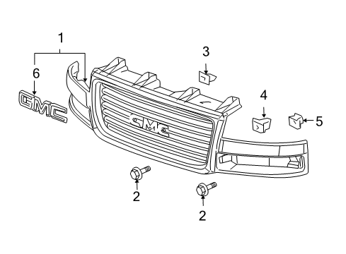 2005 GMC Savana 2500 Grille & Components Diagram