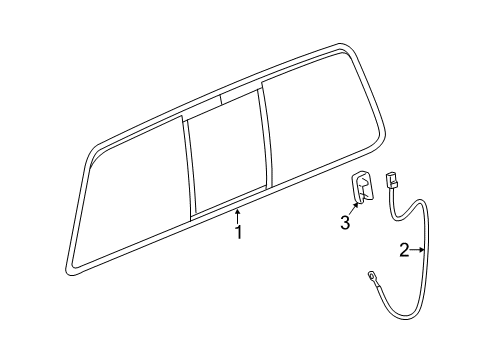 2014 GMC Sierra 3500 HD Back Glass - Glass & Hardware Diagram