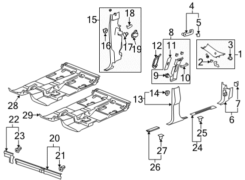 2009 GMC Sierra 1500 Cowl Trim, Titanium, Front Passenger Side Diagram for 15904439