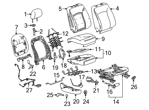 2011 Buick LaCrosse Passenger Seat Components Diagram
