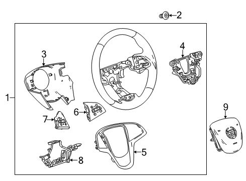 2015 Cadillac ATS Steering Wheel, Black Diagram for 23488523