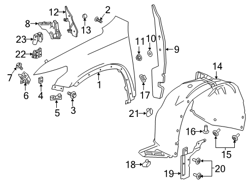 2019 Chevy Traverse Fender & Components Diagram