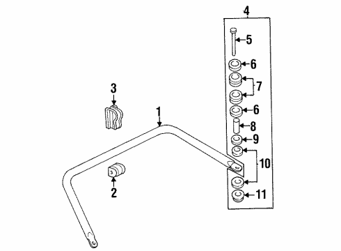 1997 Buick Riviera Rear Suspension Components, Lower Control Arm, Ride Control, Stabilizer Bar Diagram