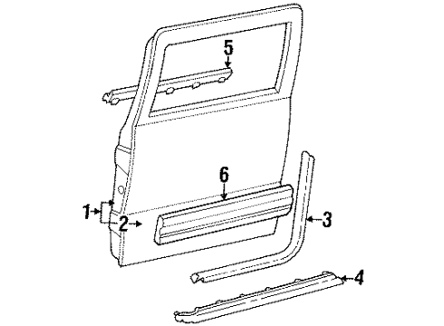 1993 GMC K2500 Rear Door & Components, Exterior Trim Diagram