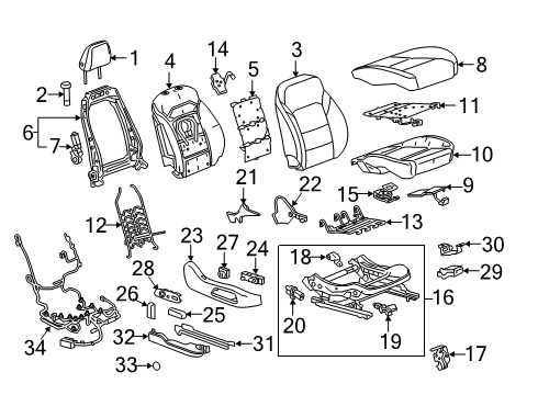 2019 Chevy Traverse Passenger Seat Components Diagram