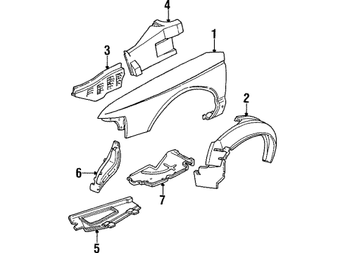 1988 Oldsmobile Cutlass Supreme Shield, Front Inner Diagram for 10130487