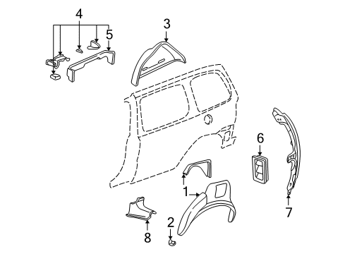 1998 Pontiac Trans Sport Outer Wheelhouse Front Extension, Driver Side Diagram for 10249291