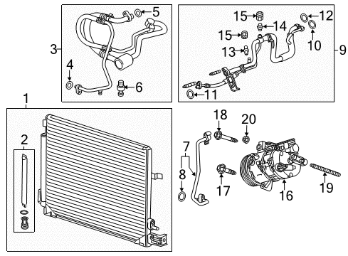 2016 Cadillac CTS A/C Condenser, Compressor & Lines Diagram