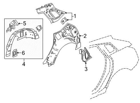 2014 Cadillac SRX Inner Structure - Quarter Panel Diagram