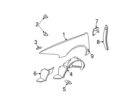 2003 Buick Park Avenue Fender & Components, Exterior Trim Diagram