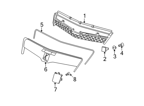 2008 Saturn Vue Hood & Grille - Grille & Components Diagram 2 - Thumbnail