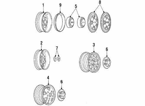 1989 Chevy S10 Blazer Wheels & Trim Diagram