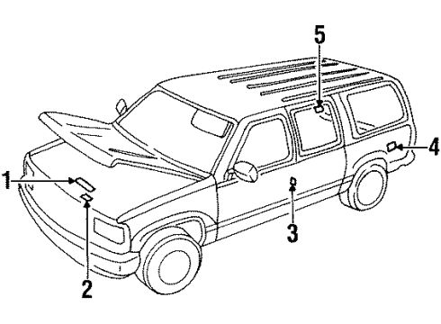 2000 GMC Yukon Information Labels Diagram