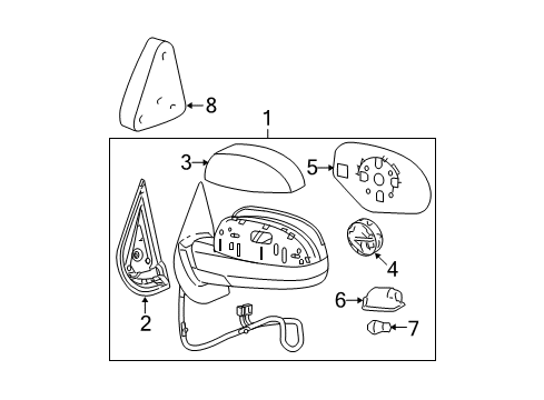 2008 Cadillac Escalade ESV Outside Mirrors Diagram