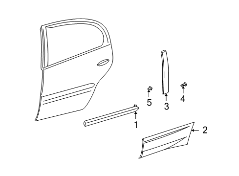 2004 Pontiac Bonneville Exterior Trim - Rear Door Diagram