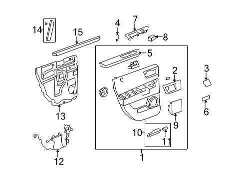 2009 Hummer H2 Interior Trim - Rear Door Diagram