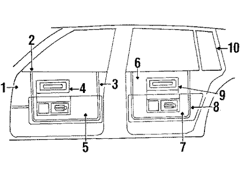 1992 Cadillac Brougham Molding, Front Diagram for 20219262