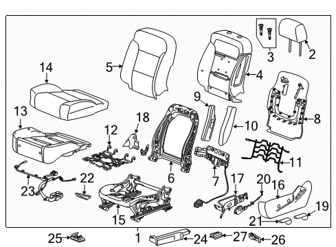 2014 GMC Sierra 1500 Driver Seat Components Diagram 4 - Thumbnail