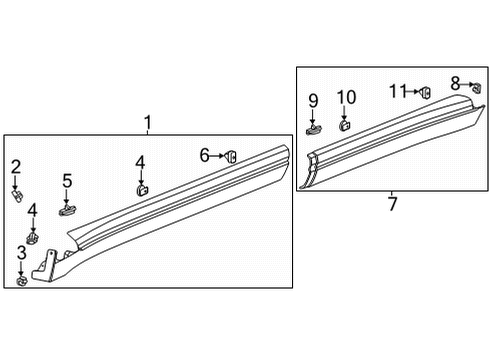 2023 Cadillac Escalade Exterior Trim - Pillars Diagram