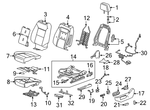 2019 Chevy Silverado 1500 LD Driver Seat Components Diagram