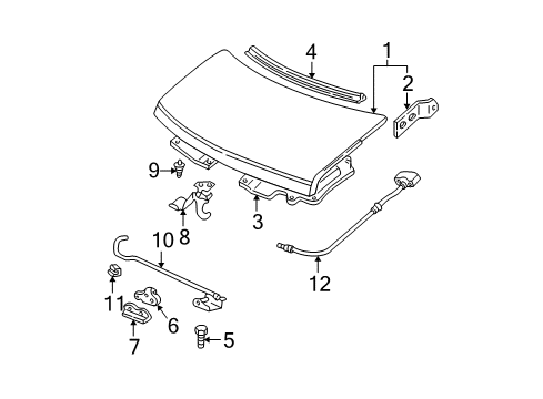 2004 GMC Safari Hood & Components Diagram