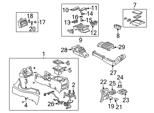 2007 GMC Sierra 3500 HD Console Assembly Diagram for 88987008