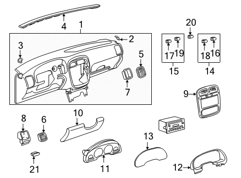 2000 Saturn LW2 Instrument Panel Diagram
