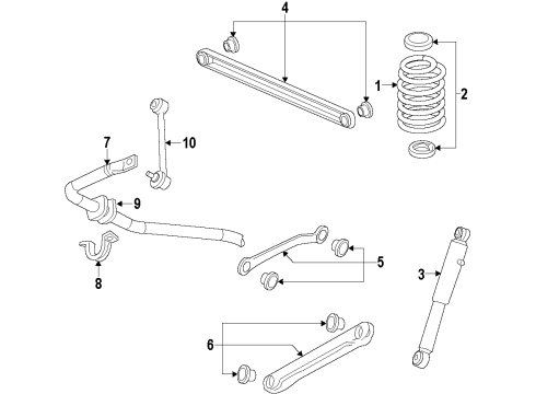 2012 GMC Yukon Rear Axle, Lower Control Arm, Upper Control Arm, Ride Control, Stabilizer Bar, Suspension Components Diagram