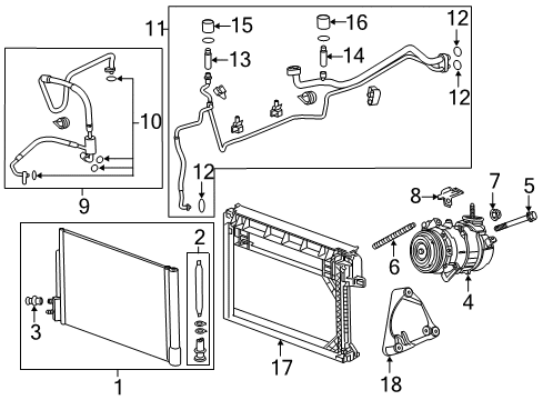 2018 Chevy Malibu A/C Condenser, Compressor & Lines Diagram