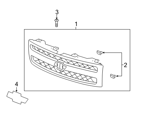 2011 Chevy Silverado 3500 HD Grille & Components Diagram