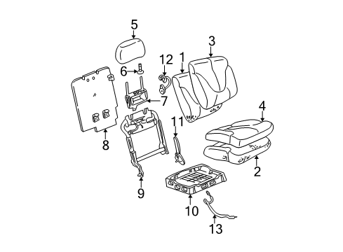 2003 GMC Yukon Seat Cushion Pad, Passenger Side Diagram for 12478256
