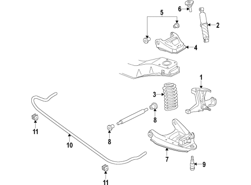2018 Chevy Express 2500 Front Suspension Components, Lower Control Arm, Upper Control Arm, Stabilizer Bar Diagram