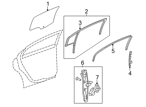 2012 Chevy Malibu Rear Door - Glass & Hardware Diagram