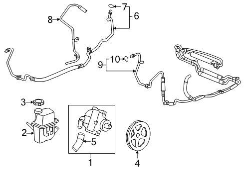 2009 Buick LaCrosse P/S Pump & Hoses, Steering Gear & Linkage Diagram