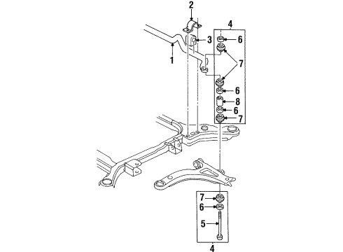 1998 Oldsmobile Aurora Stabilizer Bar & Components - Front Diagram