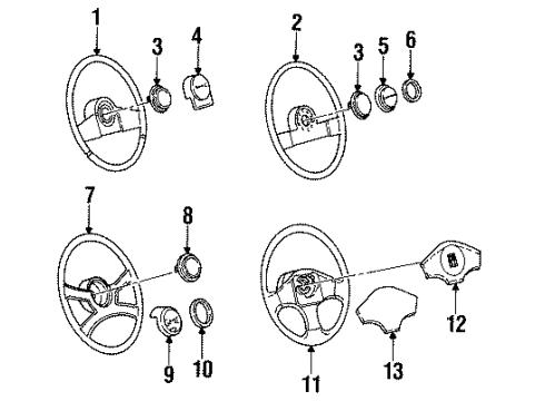 1992 Oldsmobile Bravada Steering Column, Steering Wheel Diagram 5 - Thumbnail