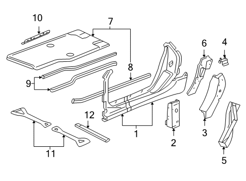 2007 Cadillac XLR Aperture Panel, Floor, Hinge Pillar, Lock Pillar Diagram