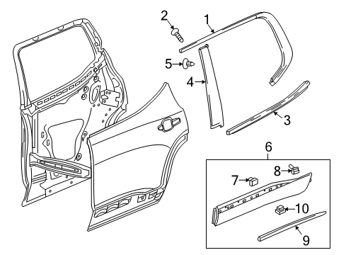 2019 Chevy Traverse Exterior Trim - Rear Door Diagram