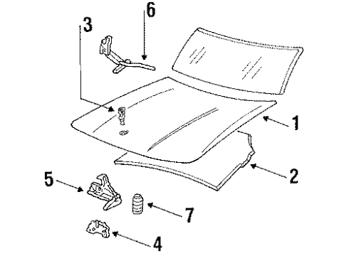1986 Buick LeSabre Hood & Components Diagram