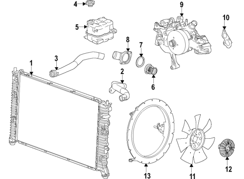 2021 Chevy Silverado 3500 HD Cooling System, Radiator, Water Pump, Cooling Fan Diagram