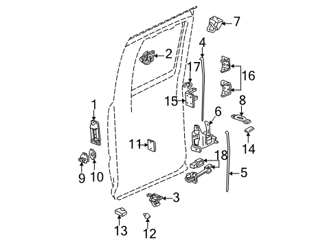 1999 Chevy Silverado 2500 Rear Door - Lock & Hardware Diagram