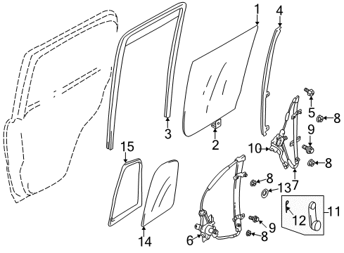2000 Chevy Tracker Rear Door - Glass & Hardware Diagram