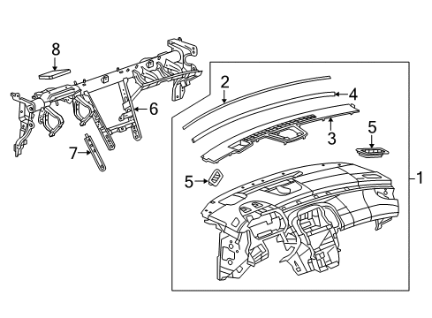 2014 Buick LaCrosse Defroster Grille, Black; Titanium Diagram for 9067245
