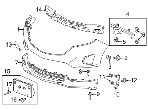 2018 Chevy Equinox Bumper Cover, Front Upper Diagram for 84385251