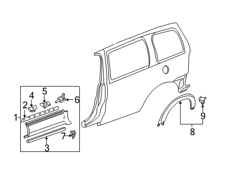 1999 Pontiac Montana Body Side Molding Fastener Diagram for 10270672