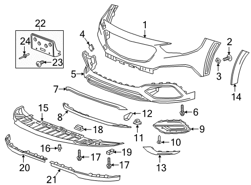 2018 Buick Regal TourX Front Bumper Diagram
