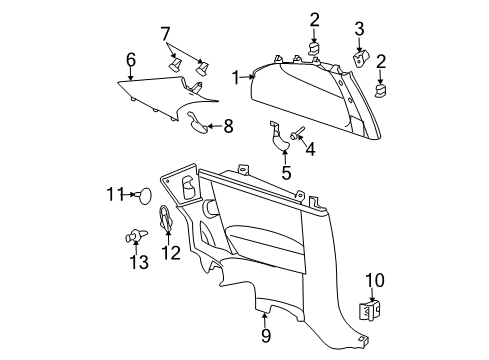 2008 Chevy Cobalt Interior Trim - Quarter Panels Diagram