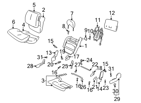 2000 Buick LeSabre Front Seat Components Diagram